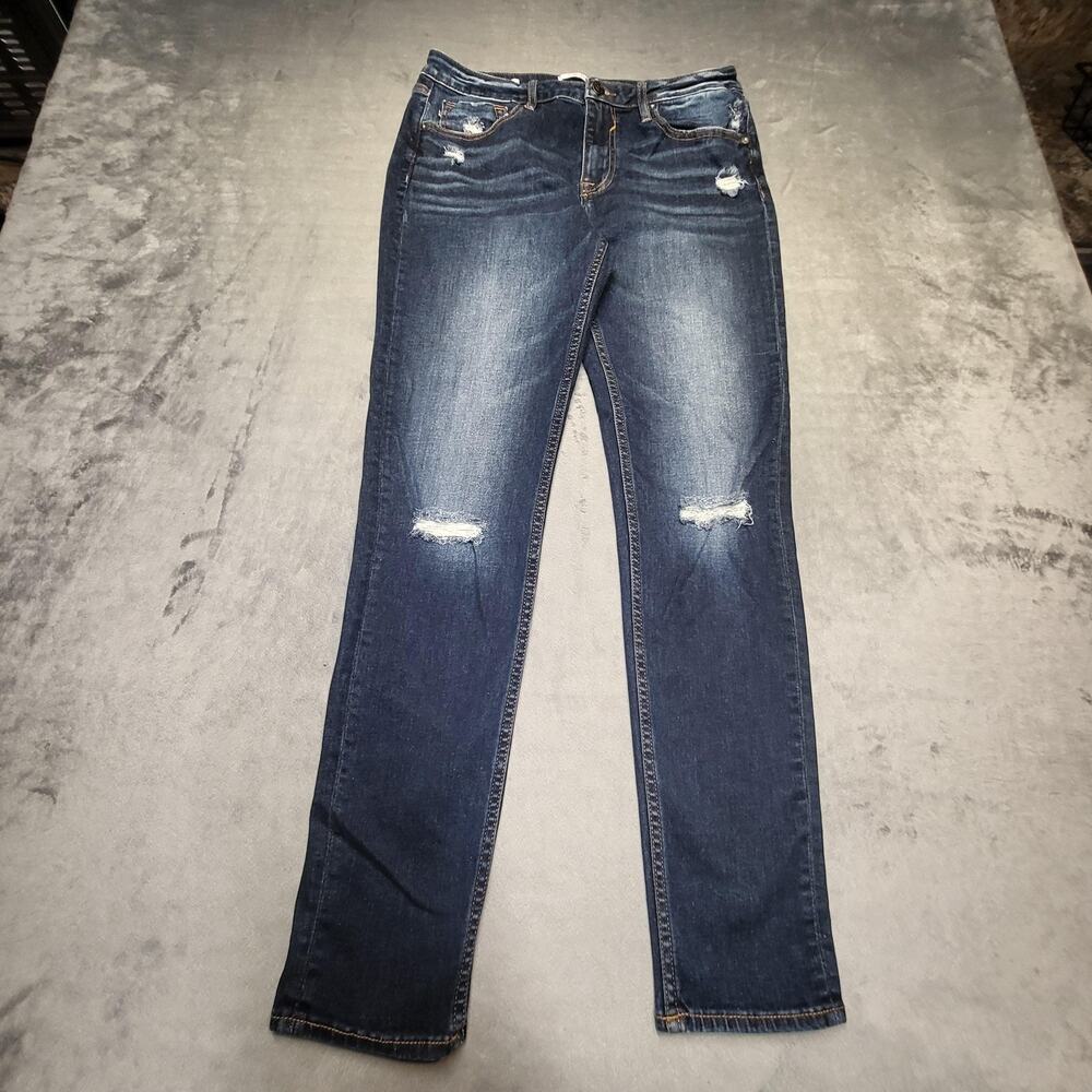 VIGOSS Jeans Womens 29 Blue Thompson Tomboy Straight Mid Rise Distressed